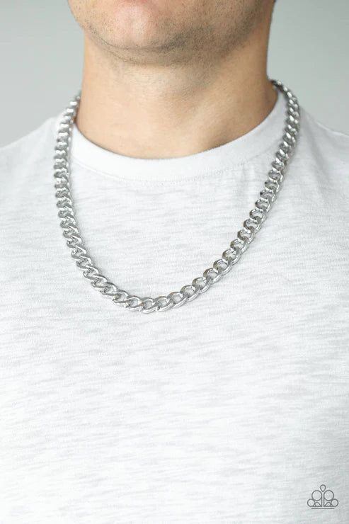 Alpha - Oversized Silver Curb Link Urban Necklace N#2101