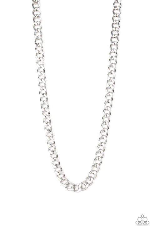 Alpha - Oversized Silver Curb Link Urban Necklace N#2101