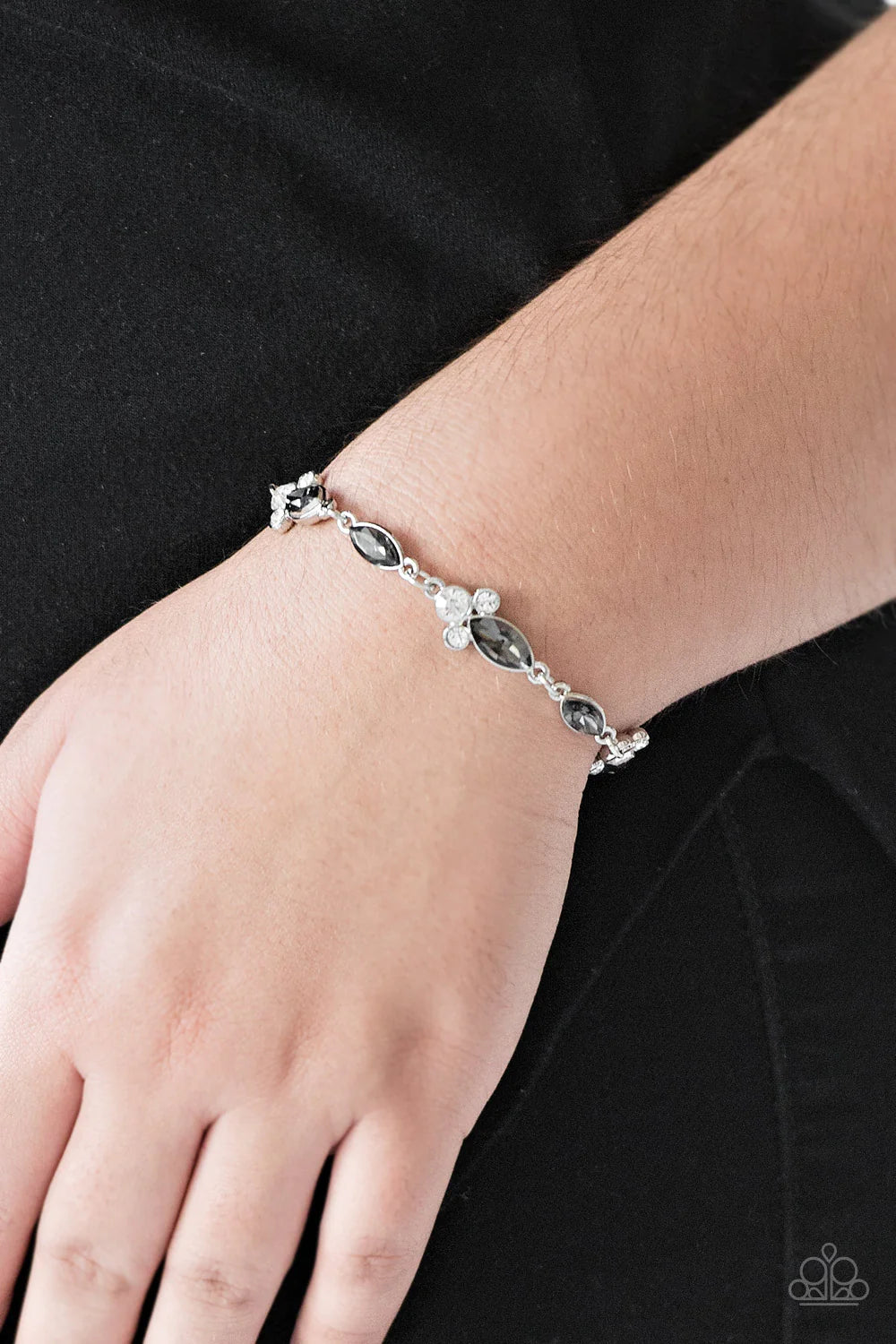 At Any Cost - Silver Smoky Trio Marquise-Cut Encrusted Bracelet B#1244
