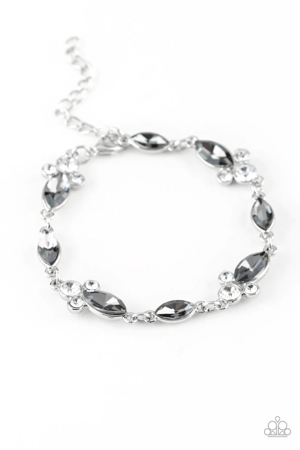 At Any Cost - Silver Smoky Trio Marquise-Cut Encrusted Bracelet B#1244