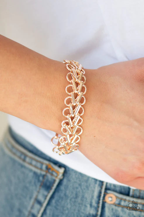 Atlanta Attitude - Rose Gold Frame Link Industrial Bracelet B#1713