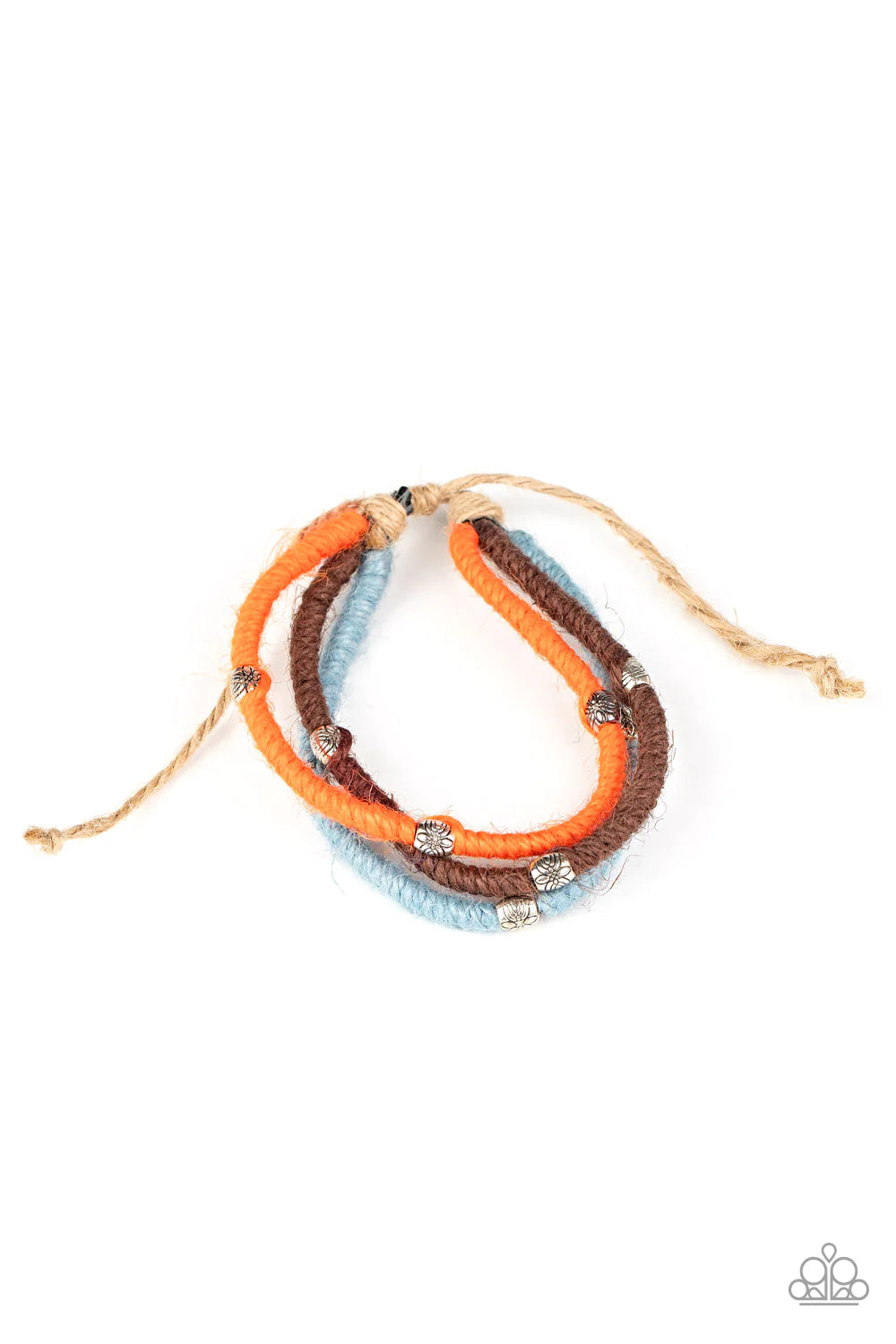 Beach Boundaries - Multi (Brown/Blue/Amberglow) Hue Trio Hemp Cord Bracelet B#813