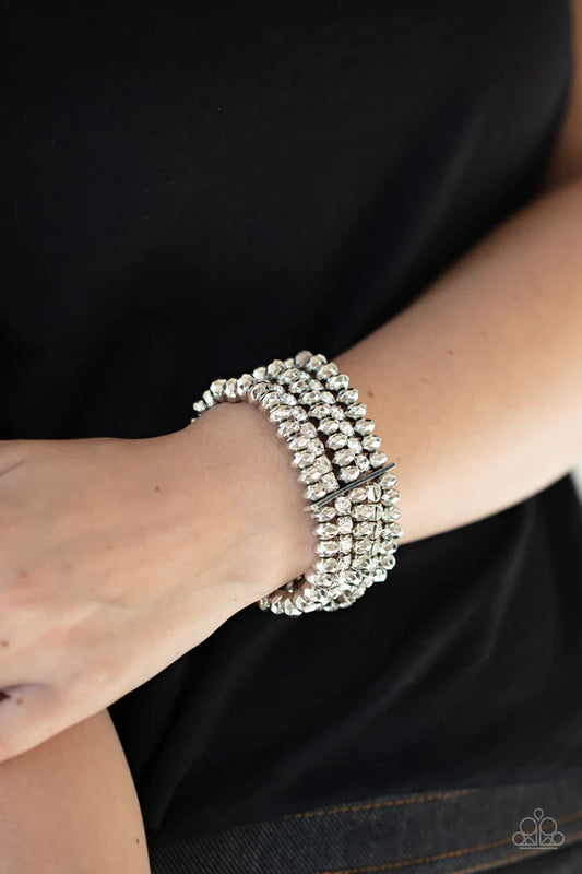 Best of LUXE - Oversized White Faceted Encrusted Bracelet B#425