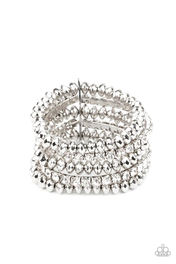 Best of LUXE - Oversized White Faceted Encrusted Bracelet B#425