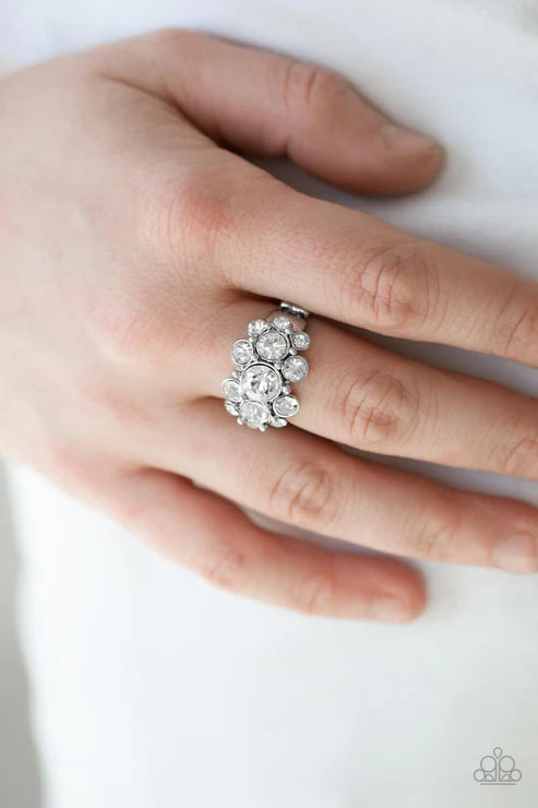 Billion Dollar Bombshell - White Cluster Burst Encrusted Ring R#1763