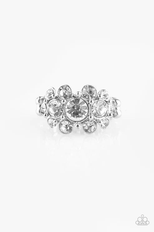 Billion Dollar Bombshell - White Cluster Burst Encrusted Ring R#1763
