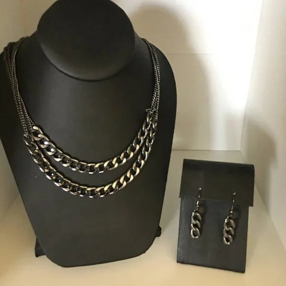 Urban Culture - Black Double Curb Link Industrial Necklace N#1641