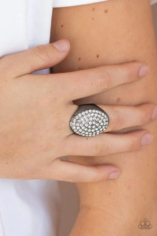 Bling Scene - Oversized Black Radiate Out Blinding Encrusted Ring R#1181