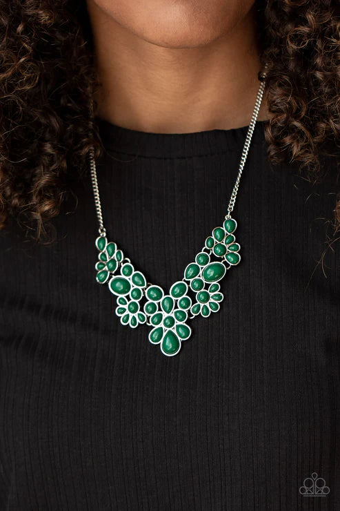 Bohemian Banquet - Ultramarine Green Bubbly Round/Oval/Teardrop Filigree Necklace N#1610