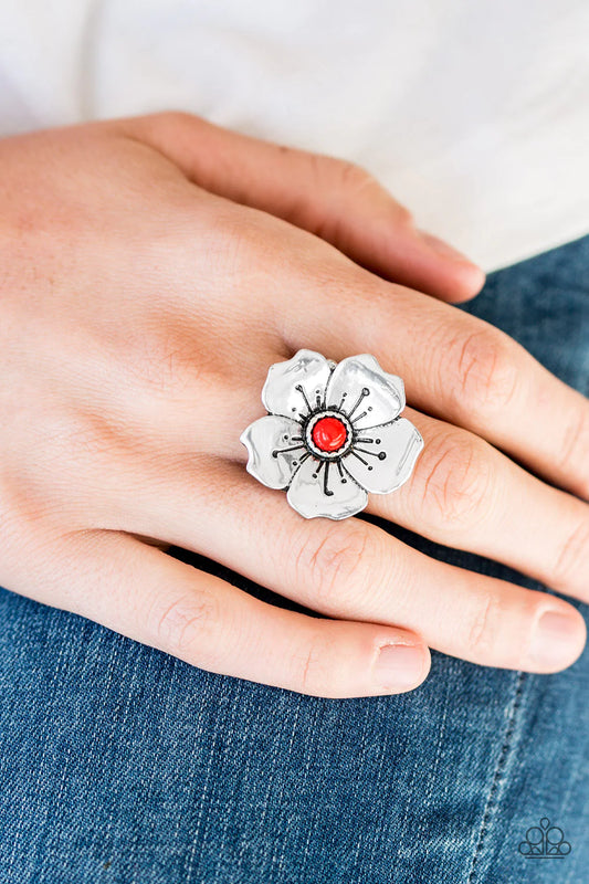 Boho Blossom - Red 3D Flower Bloom Ring R#1038