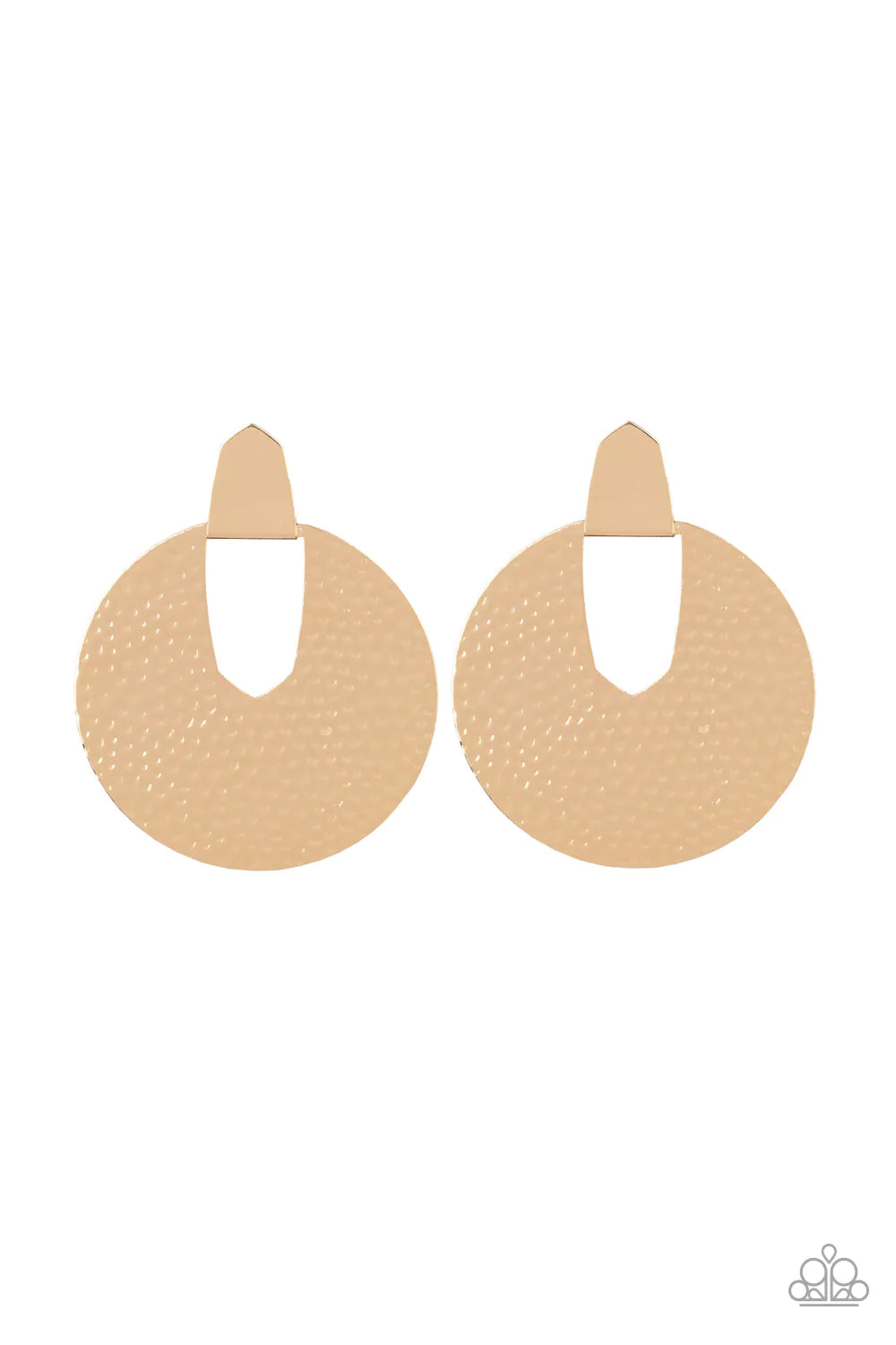Bold Intentions - Oversized Gold Shimmer Hammered Industrial Earrings E#1448