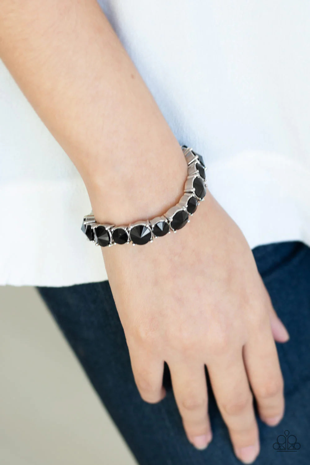 Born To Bedazzle - Oversized Black Square Encrusted Bracelet B#398