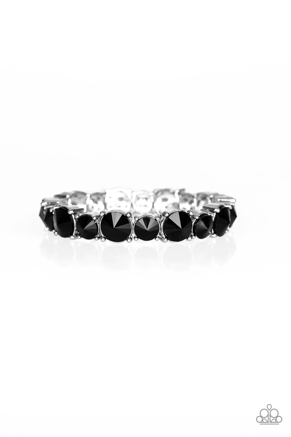 Born To Bedazzle - Oversized Black Square Encrusted Bracelet B#398