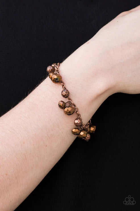 Brilliantly Burlesque - Copper Metallic Faceted Crystal Fringe Bracelet B#1564