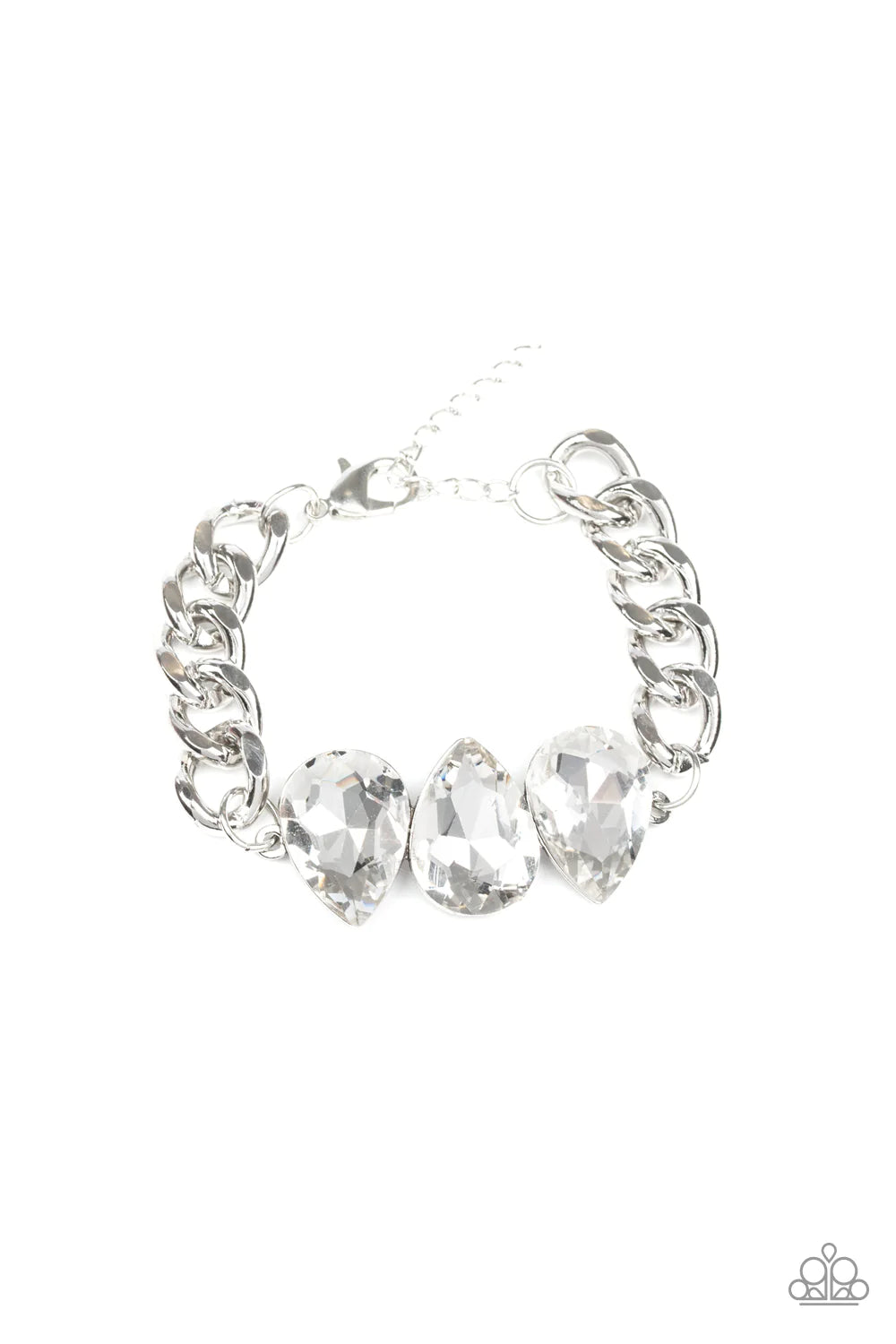 Bring Your Own Bling - Oversized White Trio Teardrop Bracelet B#394