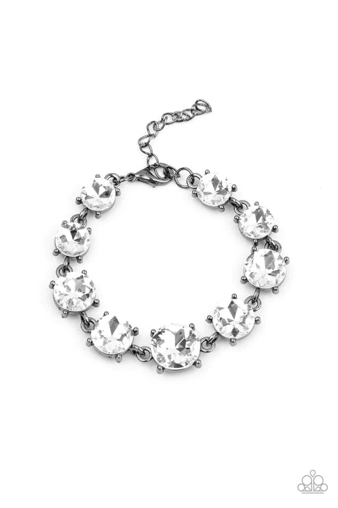 Cant Believe My ICE - Oversized Black Dramatic Exaggerated Encrusted Link Bracelet B#1906