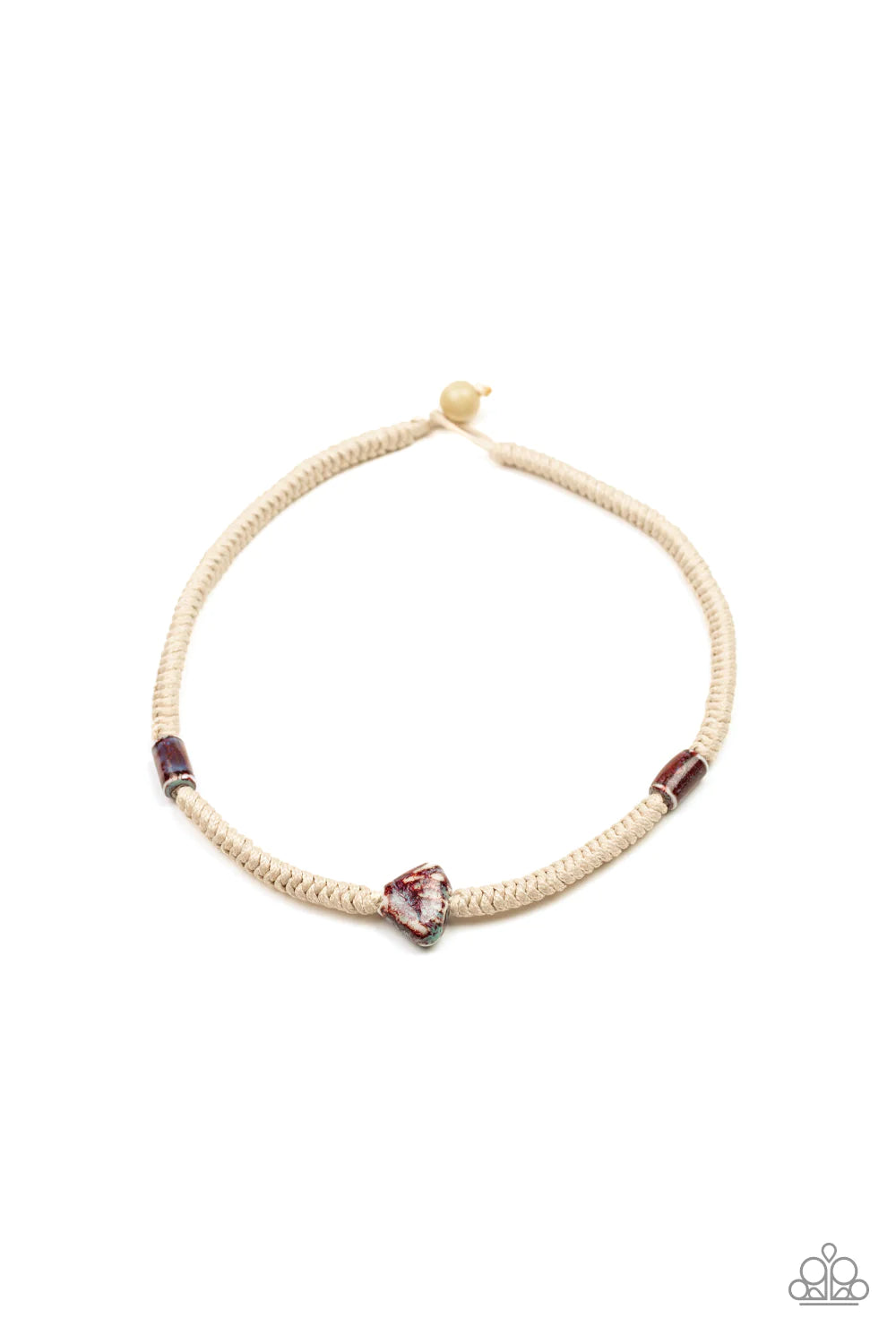 Canyon Climber - Red Glassy Knotted Braided Cord Accent Button Loop Closure Urban Necklace N#1146