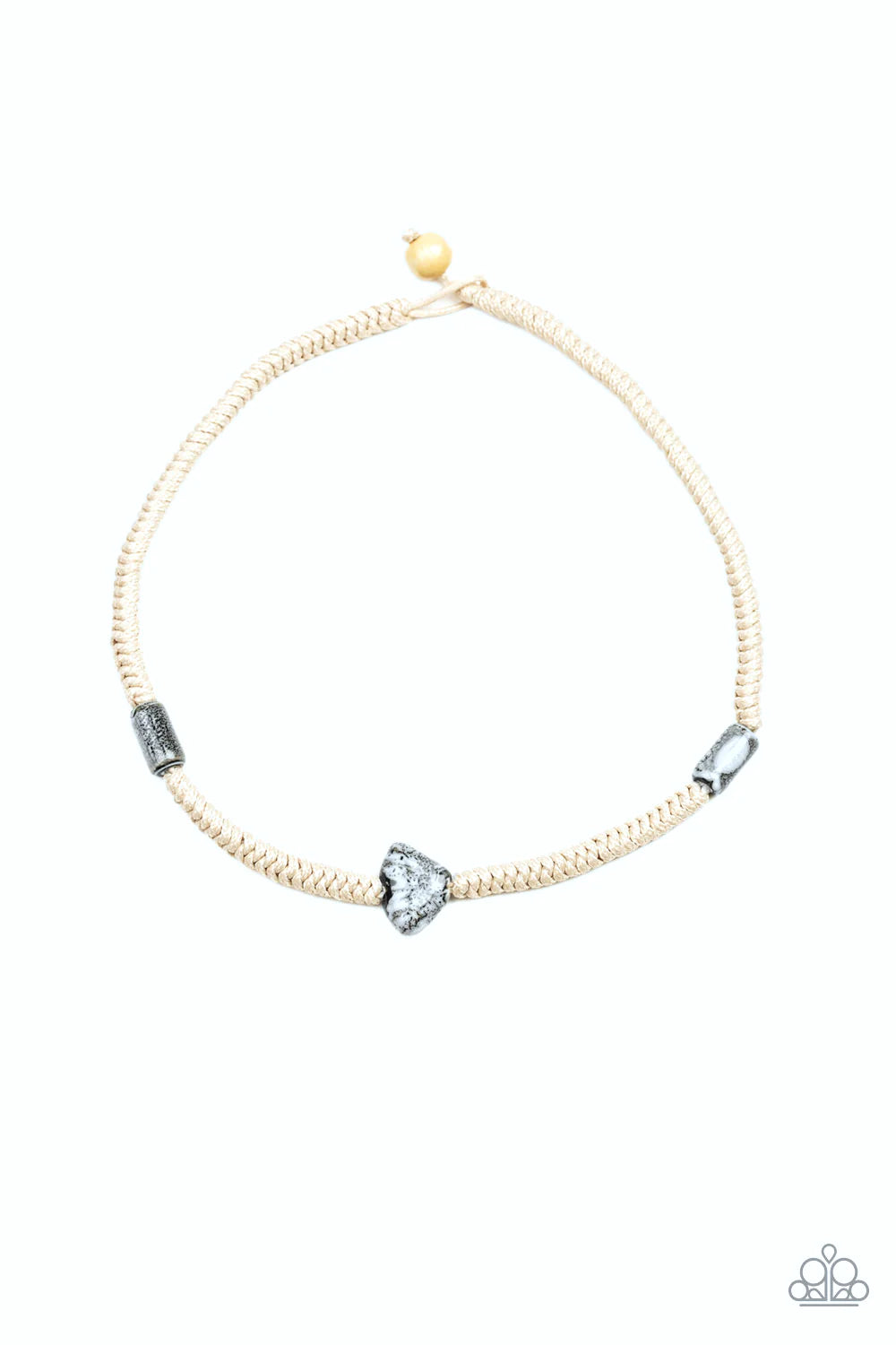 Canyon Climber - Silver Glassy Knotted Braided Cord Accent Button Loop Closure Urban Necklace N#1147