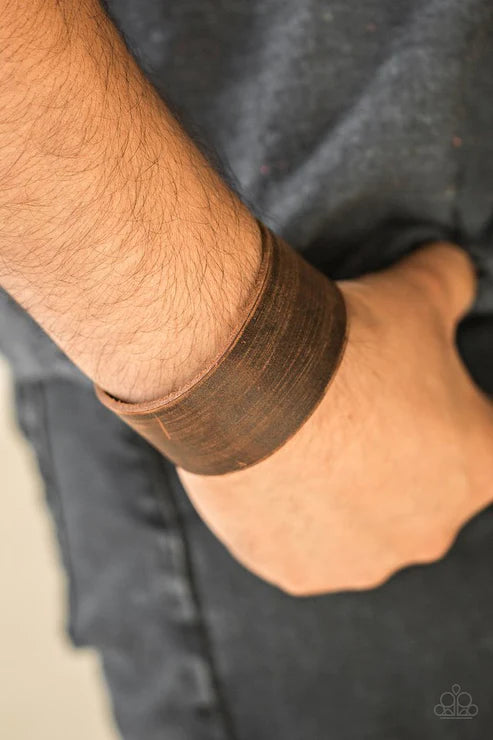 Casually Cowboy - Oversized Brown Rugged Distressed Leather Urban Bracelet B#1738