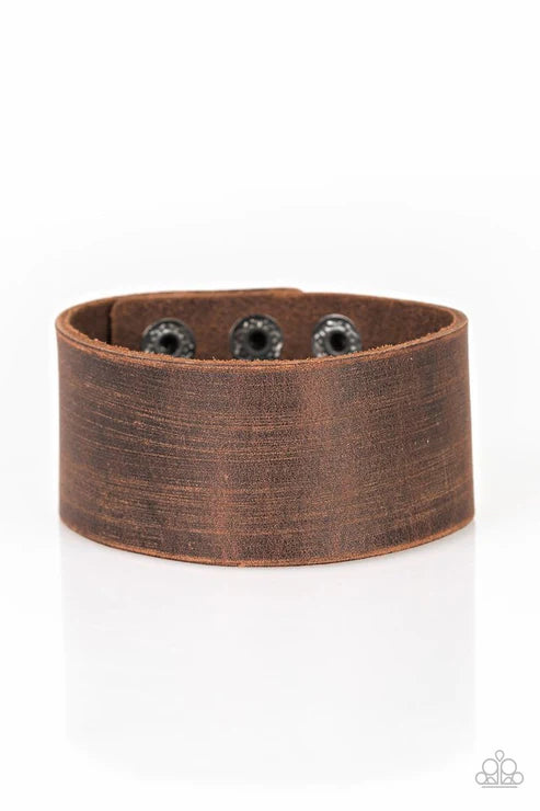 Casually Cowboy - Oversized Brown Rugged Distressed Leather Urban Bracelet B#1738