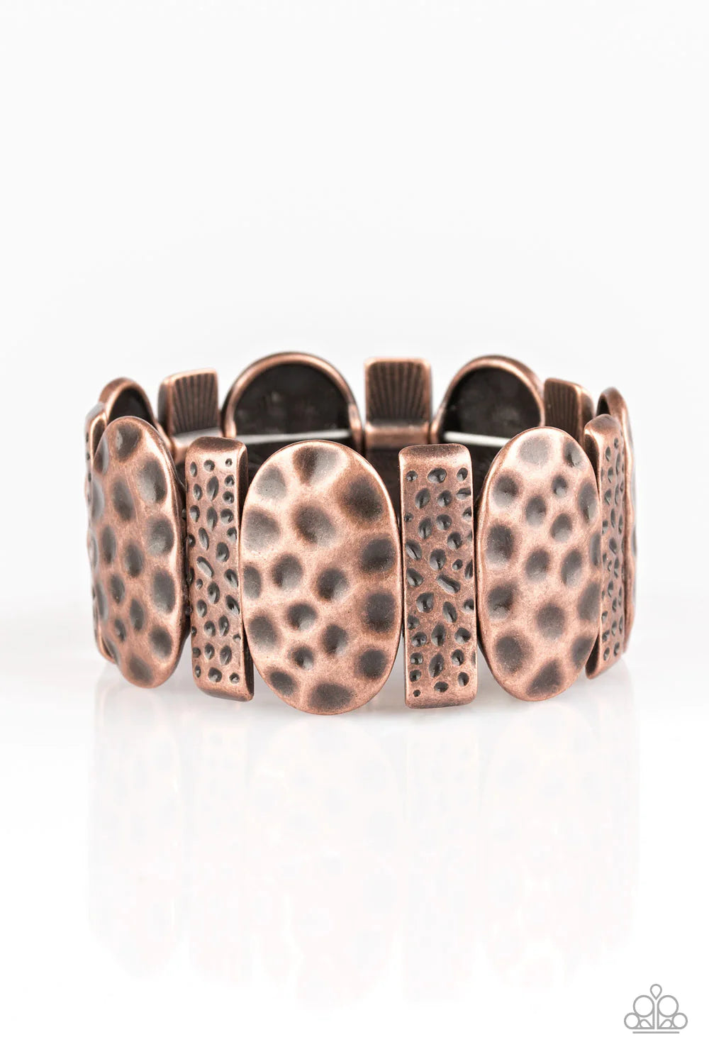 Cave Cache - Copper Round/Rectangular Hammered Tribal Bracelet B#1254