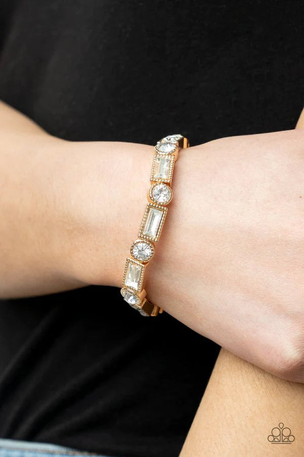 Classic Couture - Gold Dotted Round/Baguette Cut Bracelet B#511