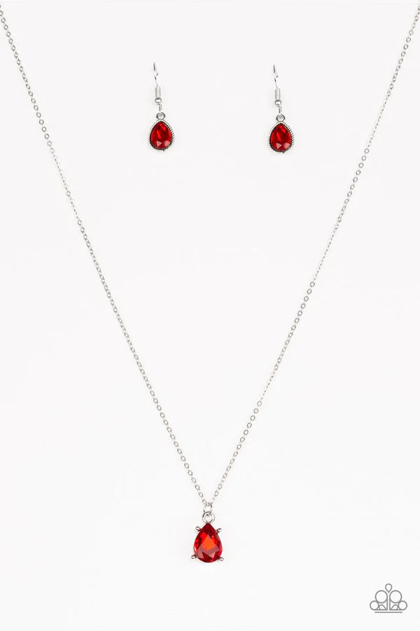 Classy Classicist - Red Regal Teardrop Cut Necklace N#209