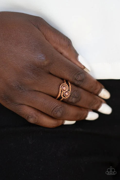 Collect Up Front - Copper Pearl Topaz Swirl Encrusted Ring R#1775