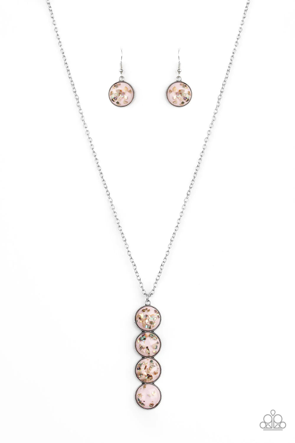 Confetti and Cocktails - Pink Flecked Iridescent Shell Confetti Accent Necklace N#1340
