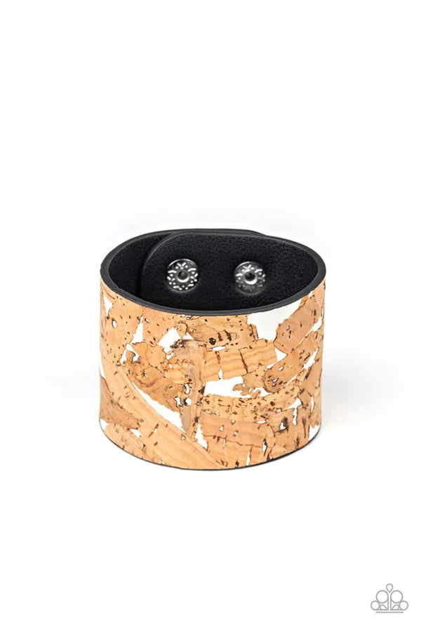 Cork Congo - Oversized White Plastered Cork Leather Bracelet B#532