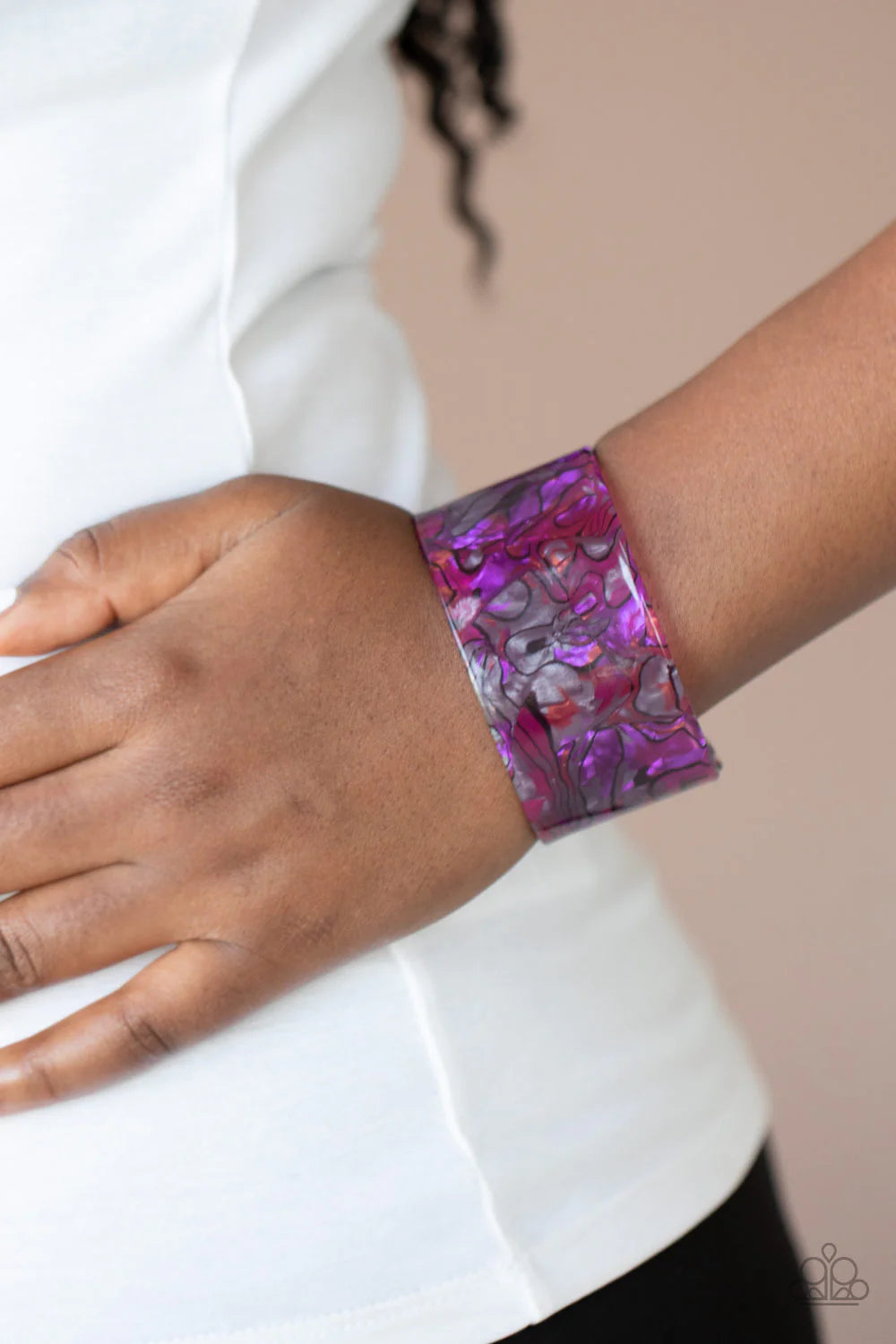 Cosmic Couture - Oversized Purple Multi Watercolor Cuff Bracelet B#323