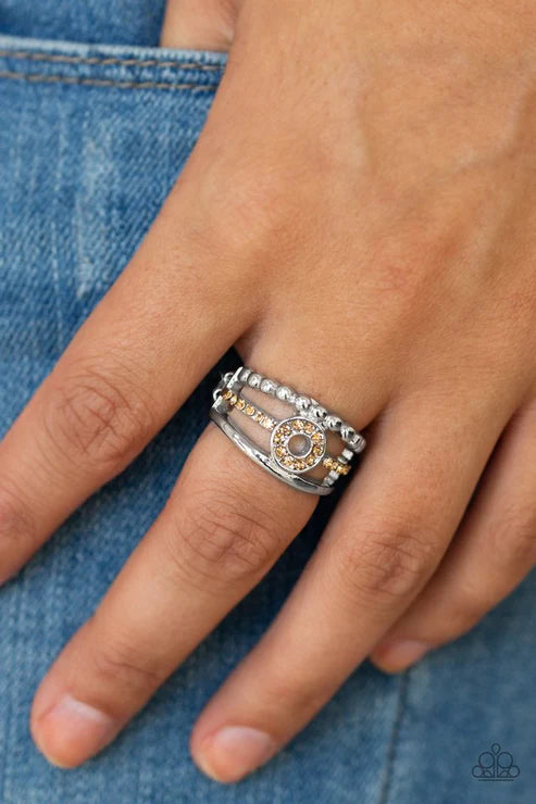 Cost of Living - Brown Topaz Airy Circular Encrusted Ring R#2067
