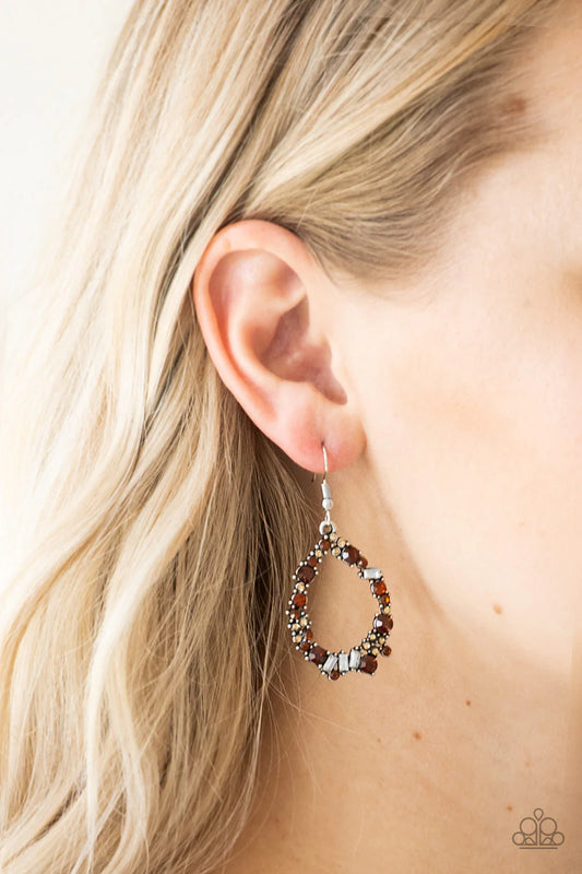 Crushing Couture - Multi (Red/White/Topaz) Crush Encrusted Round/Emerald Cut Teardrop Earrings E#1361