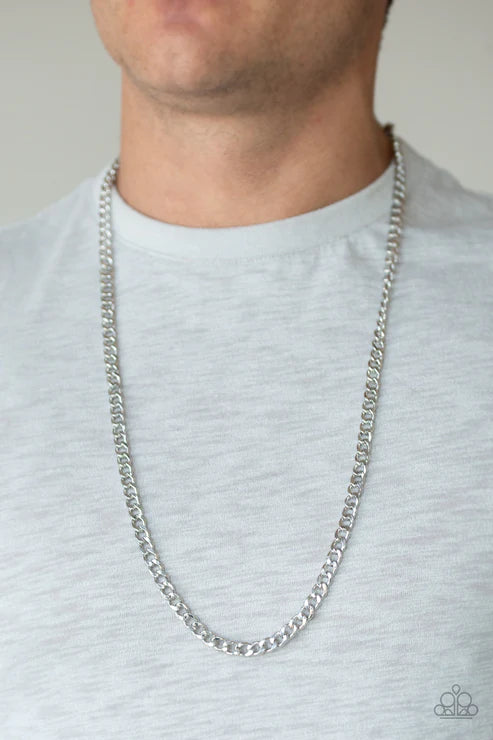 2-Piece Oversized Silver Beveled Cable Chain Urban Set SET#2110