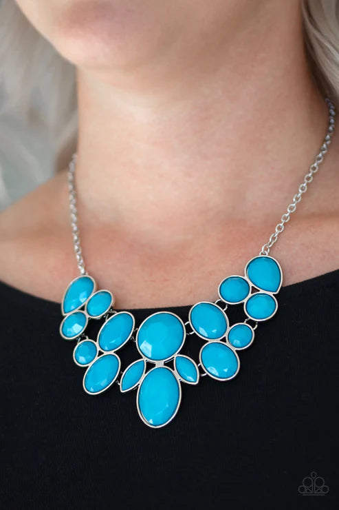Demi-Diva - Blue Faceted Round/Teardrop/Oval Aspen Gold Necklace N#2472