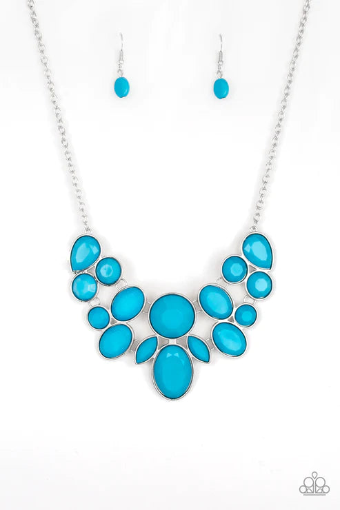 Demi-Diva - Blue Faceted Round/Teardrop/Oval Aspen Gold Necklace N#2472