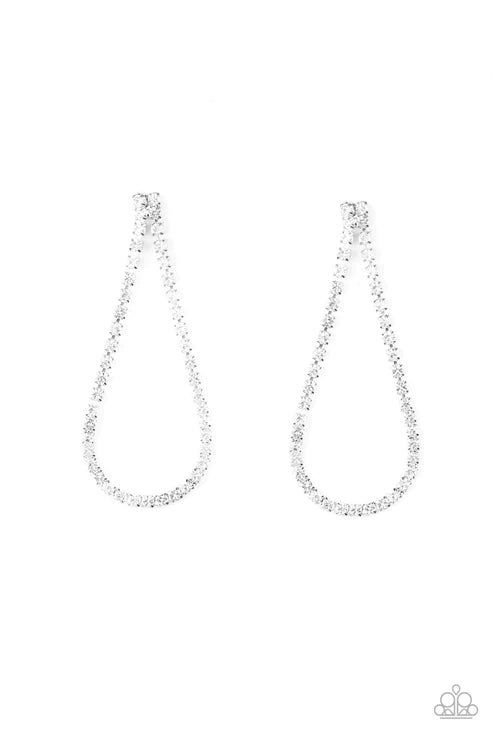 Diamond Drops - Oversized White Encrusted Loop Teardrop Earrings E#2416