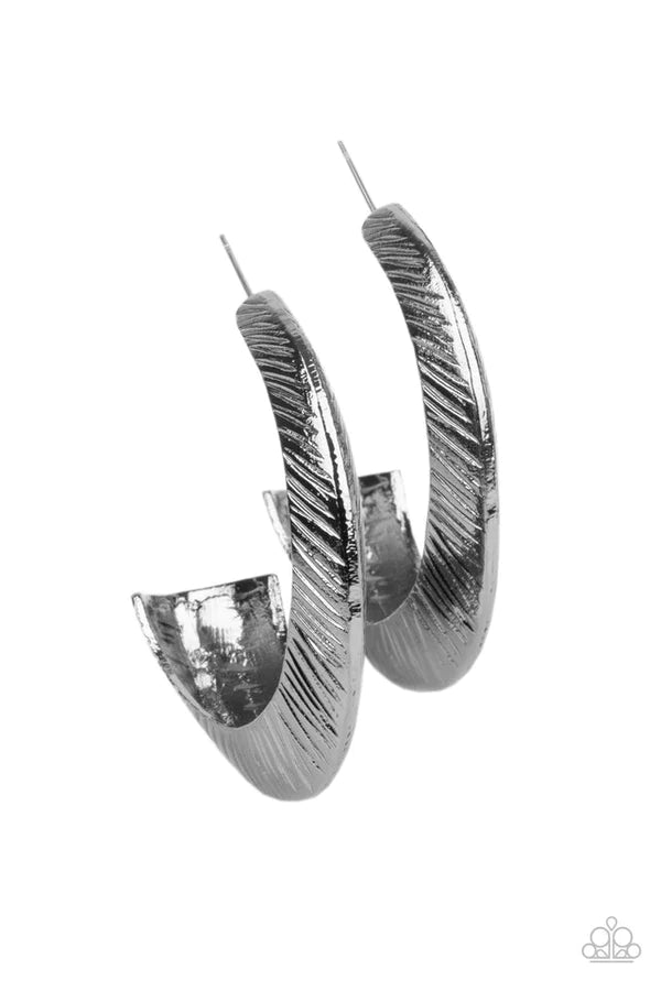 I Double FLARE You - Black Etched Sporadic Hoop Earrings E#214