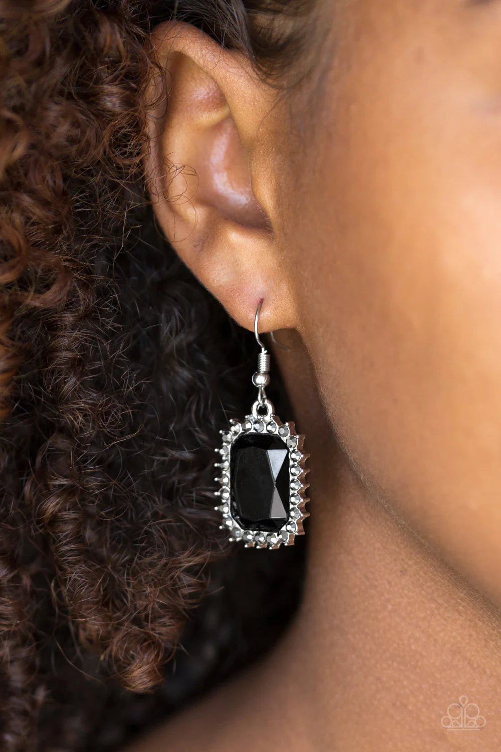 Downtown Dapper - Oversized Black/Hematite Encrusted Regal Emerald Cut Earrings E#1385