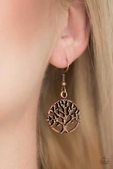 Dream TREEHOUSE - Copper Shimmer 3D Tree Branch Treehouse Earrings E#1412