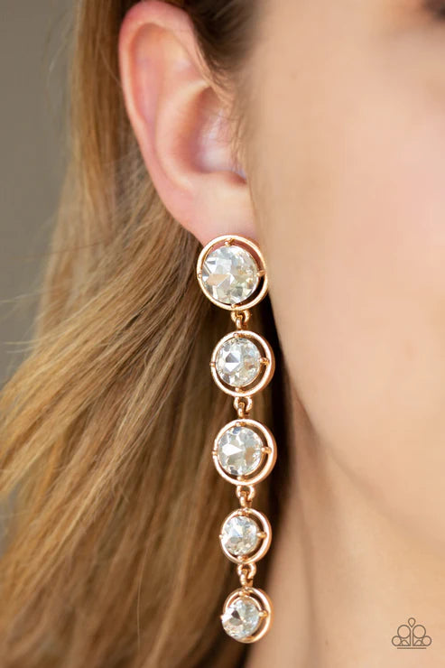 Drippin In Starlight - Oversized Gold Faceted Drip Earrings E#2115