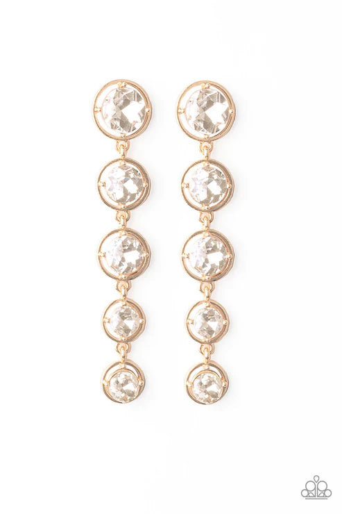 Drippin In Starlight - Oversized Gold Faceted Drip Earrings E#2115