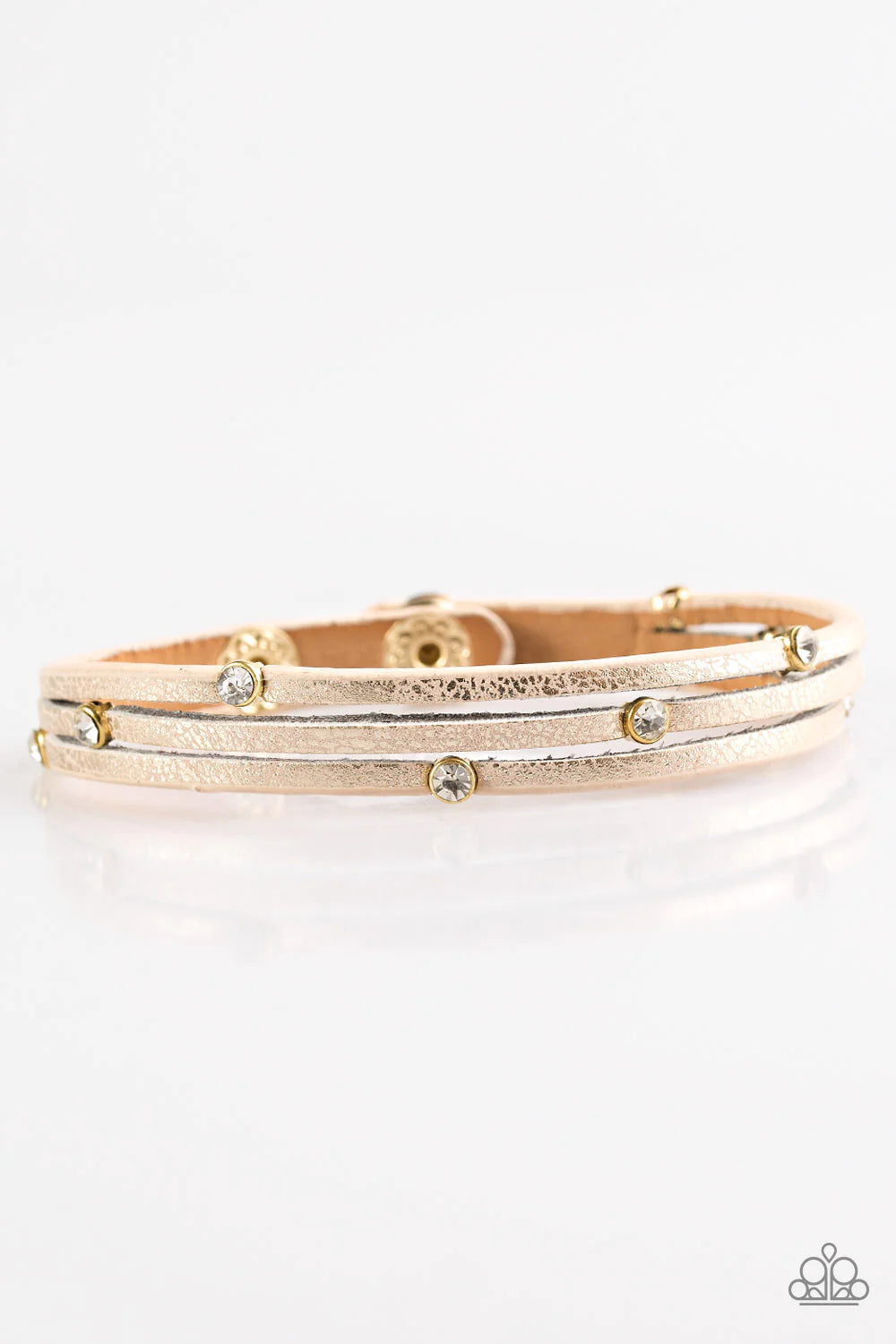 Drop A SHINE - Gold Metallic Shimmer Encrusted Leather Bracelet B#1163