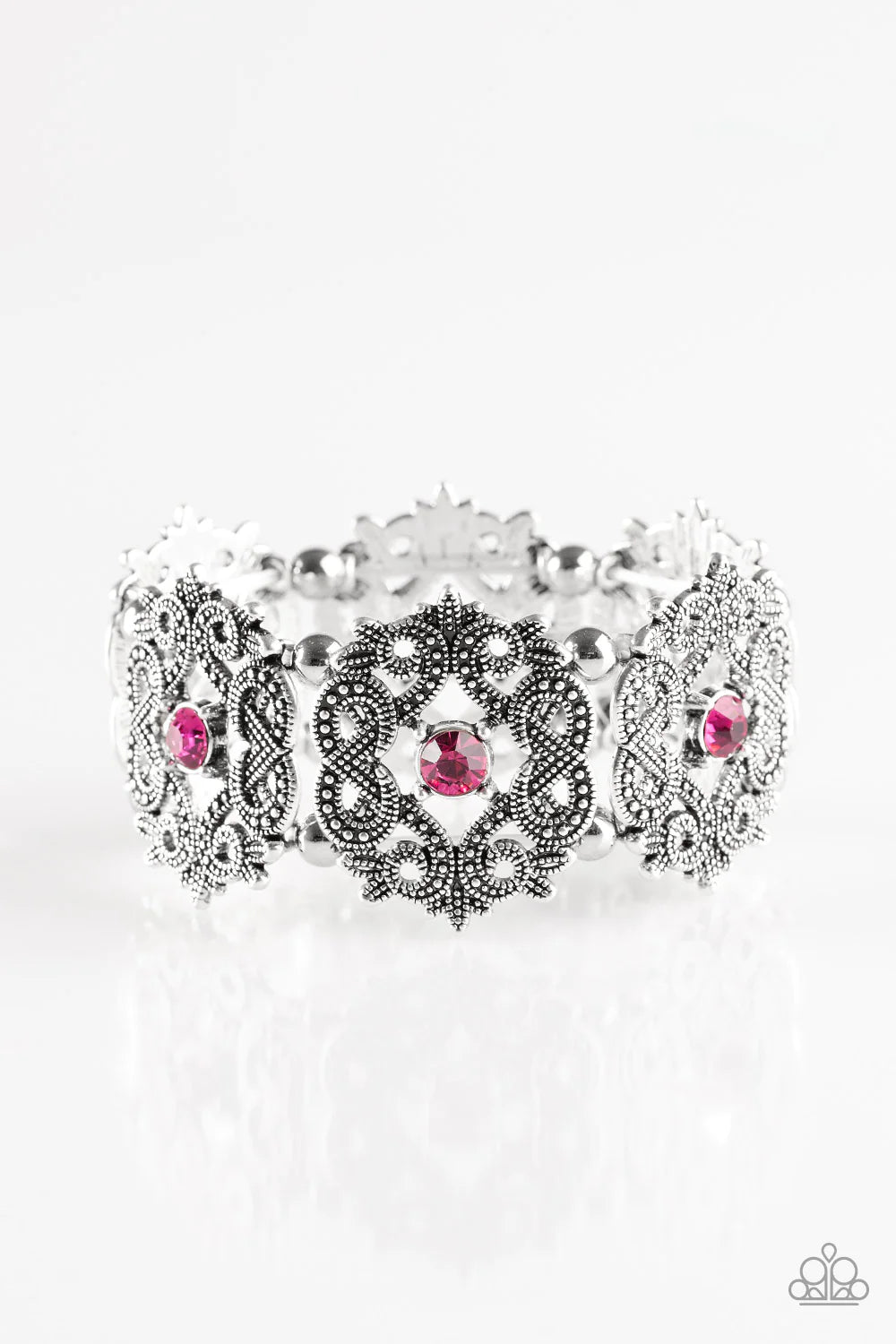 EMPRESS-ive Shimmer - Oversized Pink Studded Infused Ornate Whimsical Empress Bracelet B#894