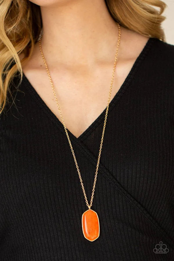 Elemental Elegance - Glassy Orange/Gold Speckled Necklace N#310