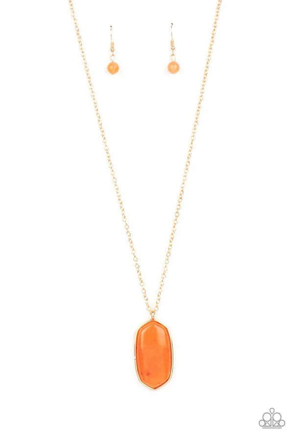Elemental Elegance - Glassy Orange/Gold Speckled Necklace N#310