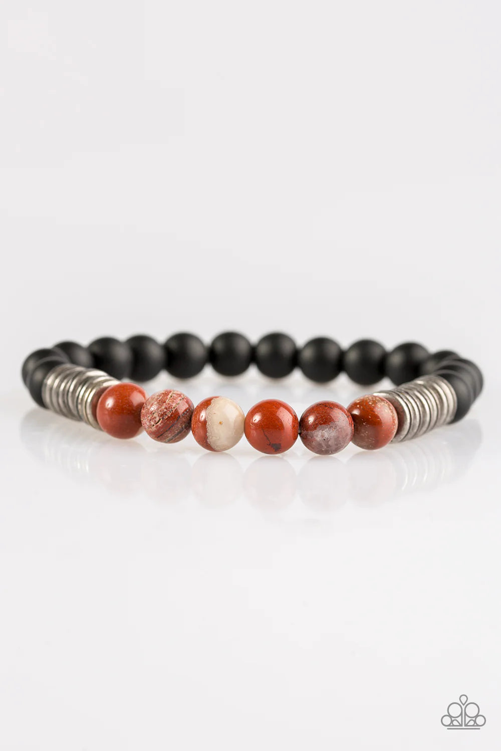 Energetic - Multi/Black Infused Antiqued Metallic Natural Stone Accent Urban Bracelet B#1117