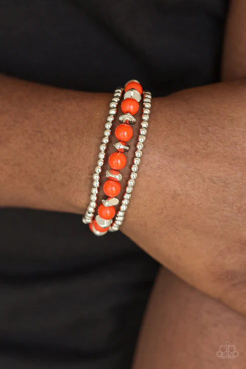 Epic Escape - Orange (Burnt) Polished Mismatched Bracelet Stack B#2191