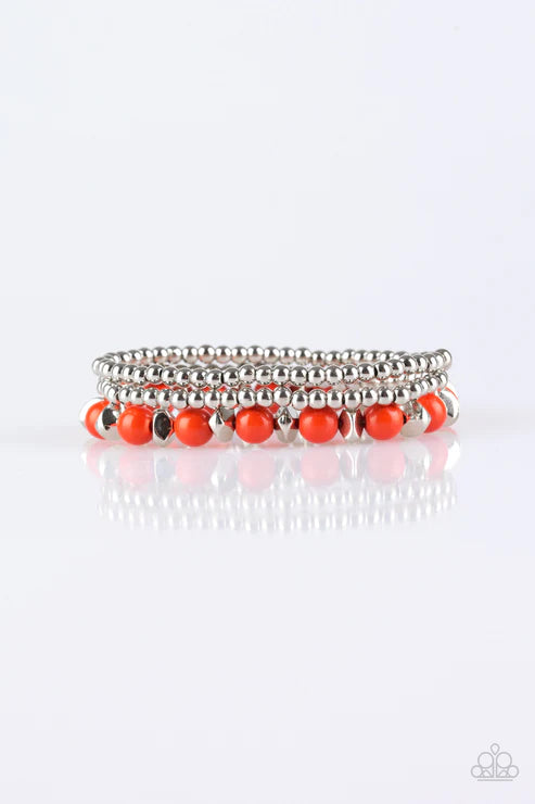 Epic Escape - Orange (Burnt) Polished Mismatched Bracelet Stack B#2191