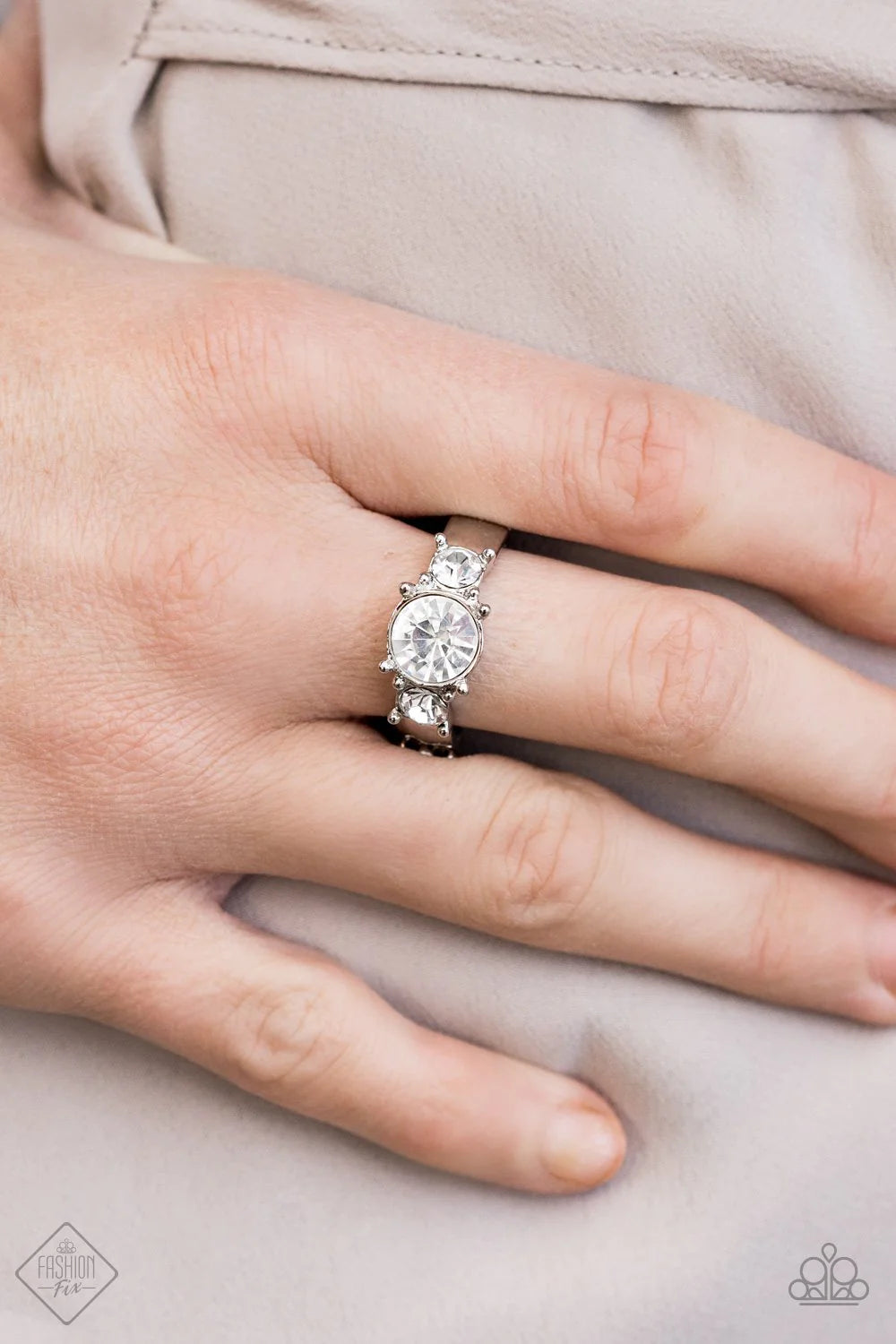 Put On The Blinders! - White Duo Flank Encrusted Ring R#903